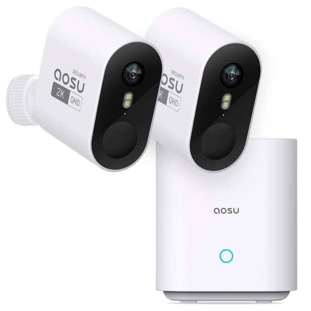 AOSU 2K Überwachungskamera Aussen Akku 240 Tage 2-Kit mit HomeStation 32 GB Lokaler Speicher ohne ABO 📹🔒