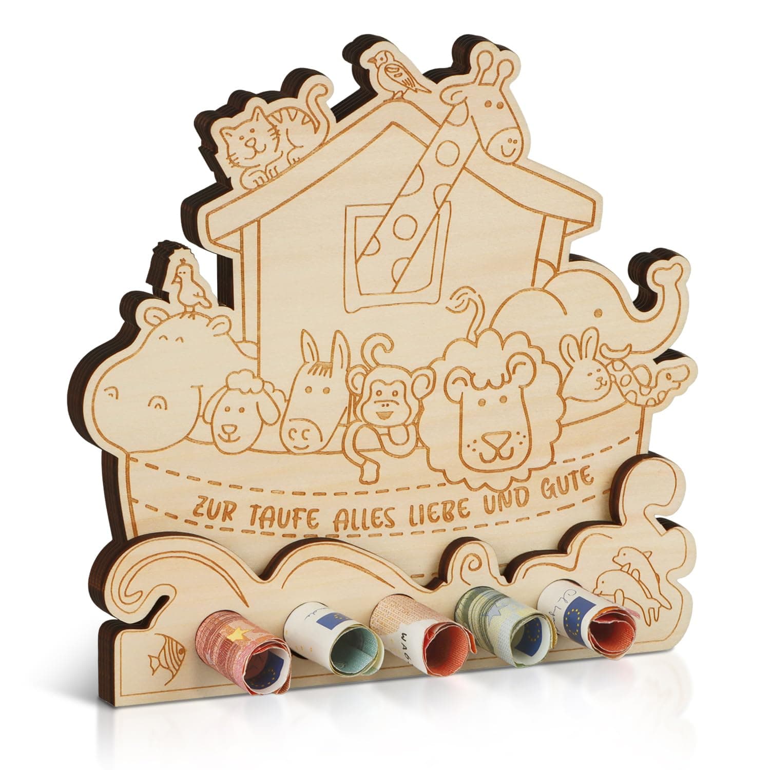 🎁 Geldgeschenk zur Taufe - Arche Noah Holz Geschenk - Taufgeschenke Jungen & Mädchen