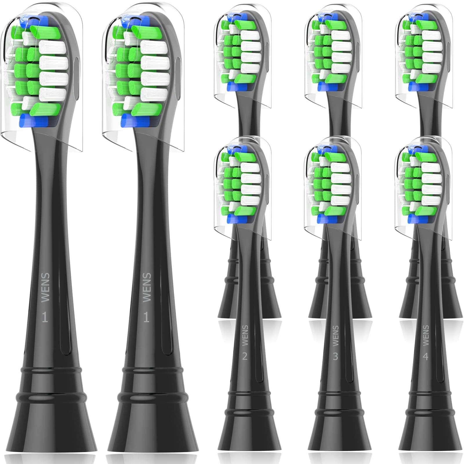 WENS Ersatzbürsten für Philips Sonicare Elektrische Zahnbürste 🦷 8er Pack Schwarz