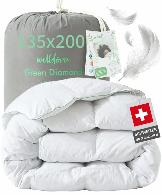 Welldora Komfort Bettdecke 135x200 | Ganzjahres Federbett Daunendecke 135x200