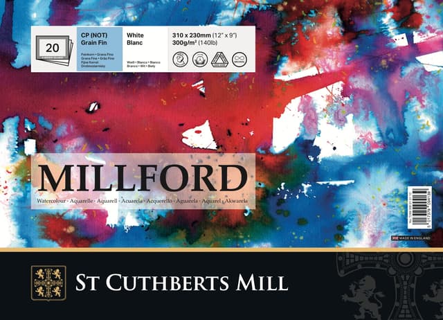 🎨 Millford Aquarellpapier, hart, 22,9 x 30,5 cm, 20 Blatt, 300 g/m² 🖌️