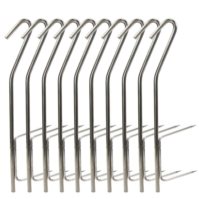 🎣🔥 Räucherhaken 10/20 Stück Profi Doppelhaken zum Fisch Räuchern 21cm 10 Stück - Sonderangebot!