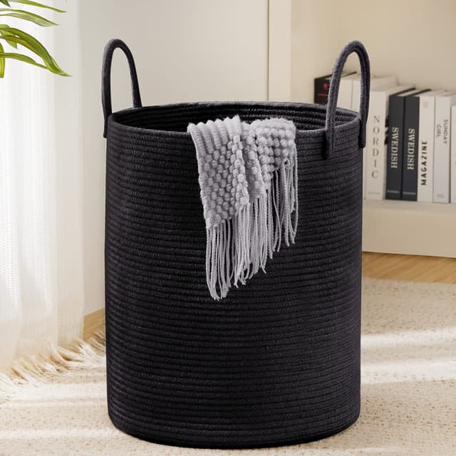 YOUDENOVA Wäschekorb Geflochten Schwarz 58L 🧺🖤