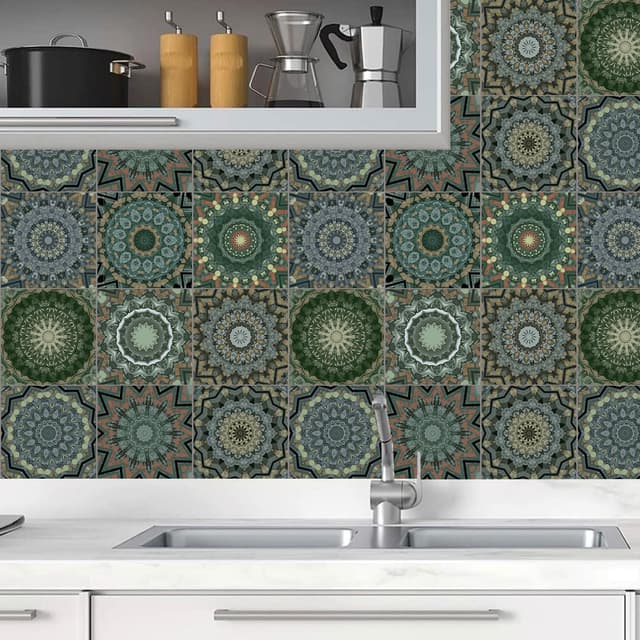 KAIRNE 18 Stück Grün Fliesenaufkleber 🌿 Mosaik Küche Wandfliese Aufkleber