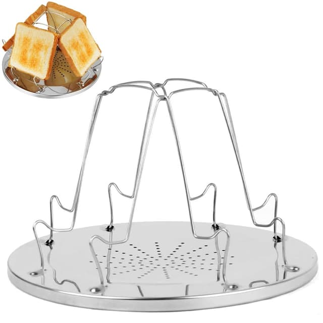 Camping-Toaster für Gaskocher - Edelstahl Faltbares Toastablett für Gasherd 🍞🥐🥖