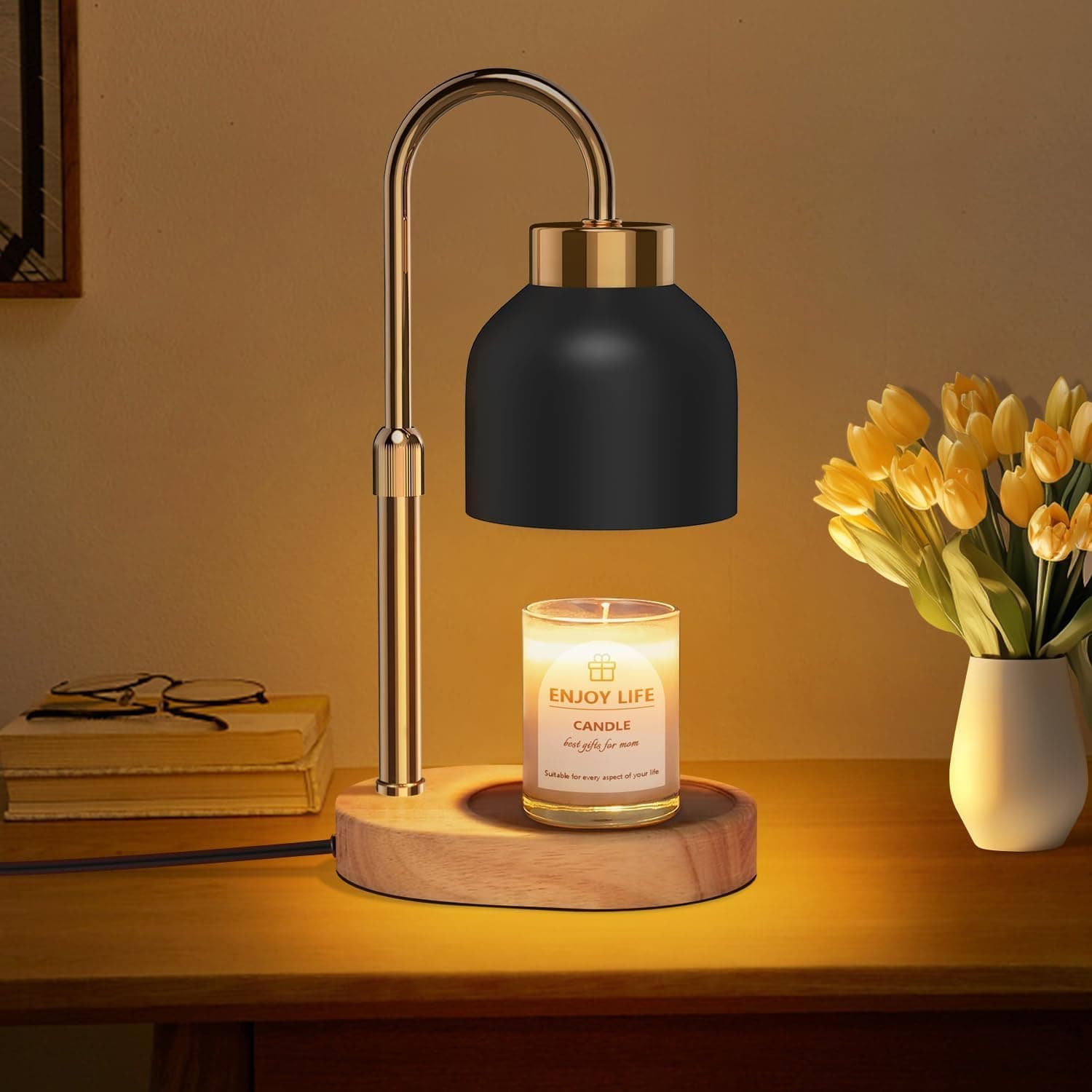 🕯️🔥🌟 Seenlast Kerzenwärmer Lampe mit Timer und LED, Schwarz