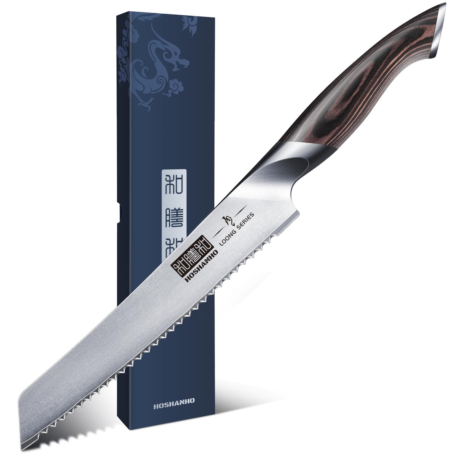 🔪🥖 HOSHANHO 20cm Gestochen Scharfes Brotmesser mit Wellenschliff