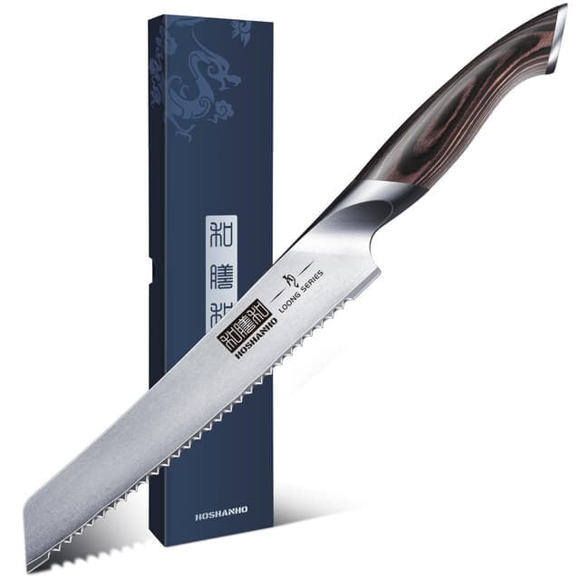 🔪🥖 HOSHANHO 20cm Gestochen Scharfes Brotmesser mit Wellenschliff