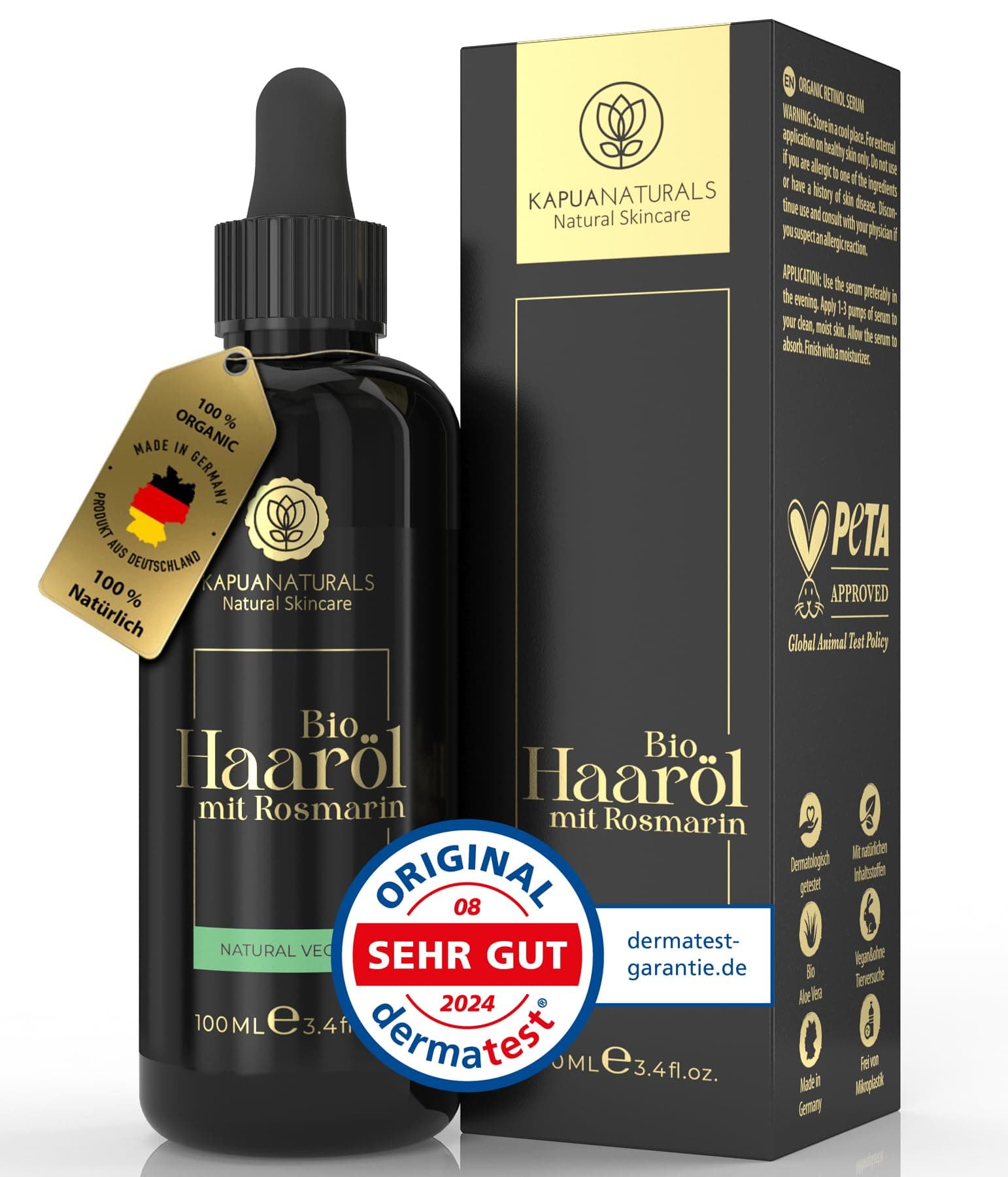 BIO Rosmarinöl Haare • 100ml ✨ Hochdosiert mit HYALURONSÄURE & BIOTIN ✨ Haaröl bei Haarausfall für Frauen & Männer