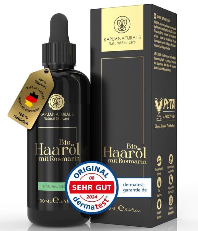 BIO Rosmarinöl Haare • 100ml ✨ Hochdosiert mit HYALURONSÄURE & BIOTIN ✨ Haaröl bei Haarausfall für Frauen & Männer