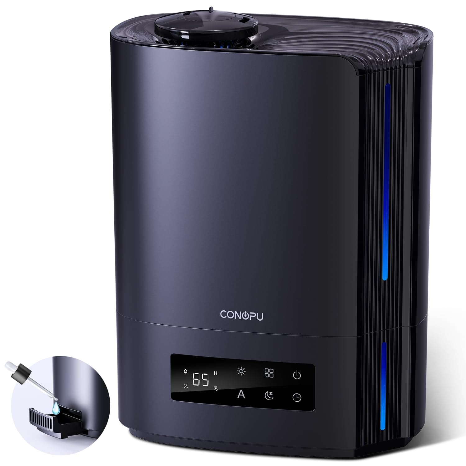 🌬️ CONOPU Luftbefeuchter, 6L Luftbefeuchter Schlafzimmer für Große Räume, 60h Aroma Diffuser für Schlafzimmer Kinderzimmer Pflanzen, 300ml/h, Schwarz Single - Sonderangebot!