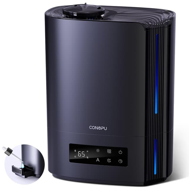 🌬️ CONOPU Luftbefeuchter, 6L Luftbefeuchter Schlafzimmer für Große Räume, 60h Aroma Diffuser für Schlafzimmer Kinderzimmer Pflanzen, 300ml/h, Schwarz Single - Sonderangebot!