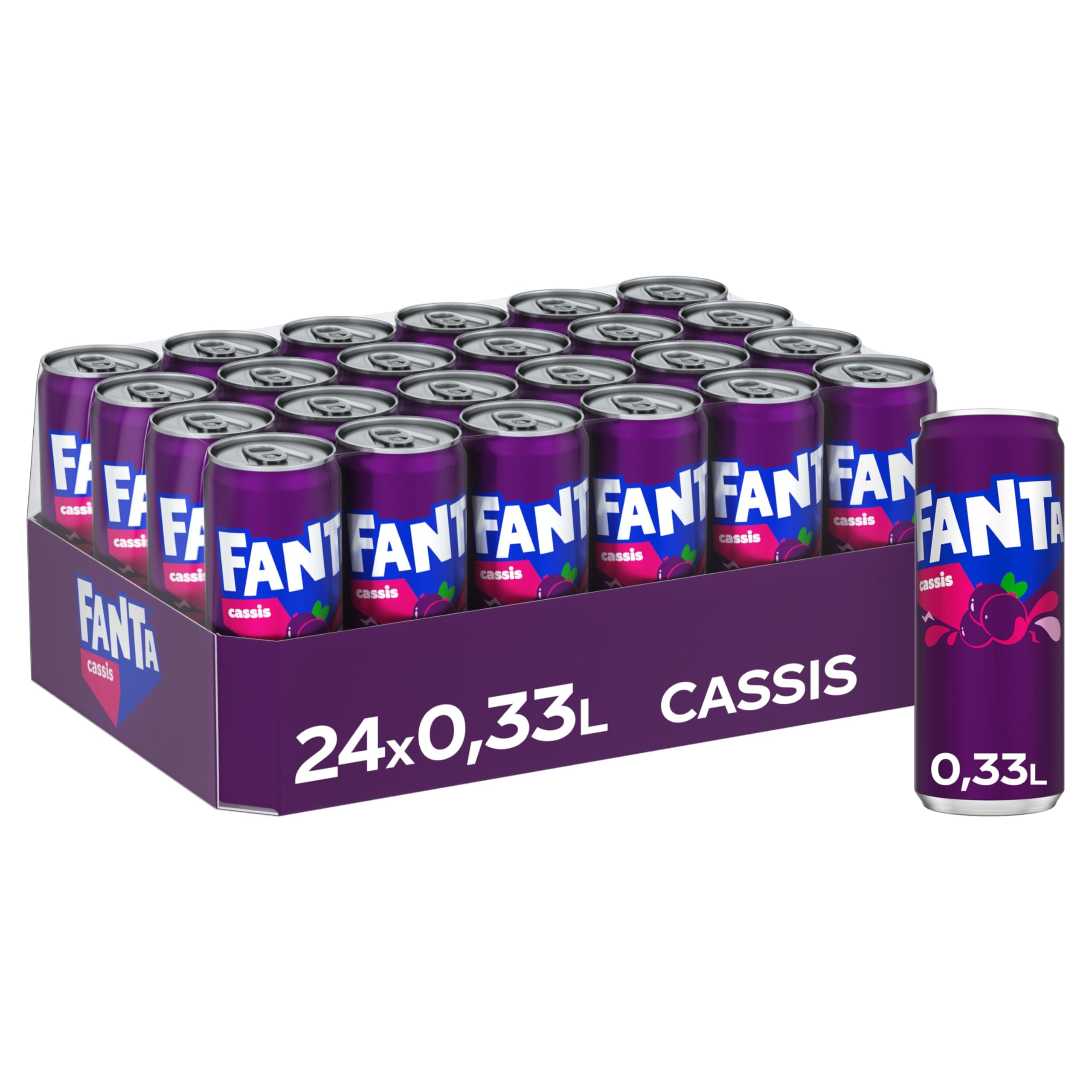 Angebot: Fanta Cassis - 🍇🥤 Erfrischende Limonade in Einweg Dosen (24 x 330 ml)