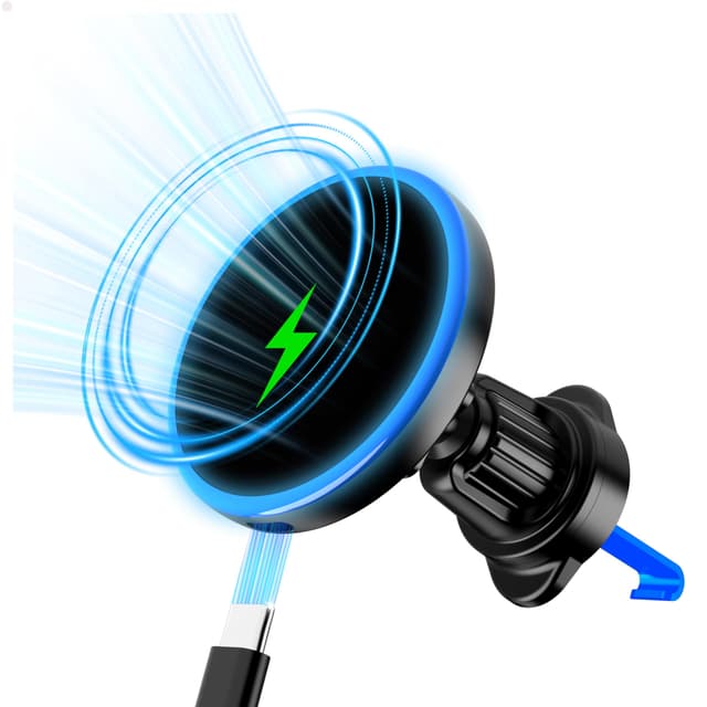Magsafe Autohalterung mit Ladefunktion [ Qi zertifiziert ] - 15W Induktive Ladestation für iPhone - KFZ Handyhalterung für sicheres und schnelles Laden