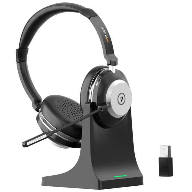 🎧🔥 Wantek 882BT Wireless Headset mit Mikrofon und Ladestation - Call Center Headset für Computer und Laptop