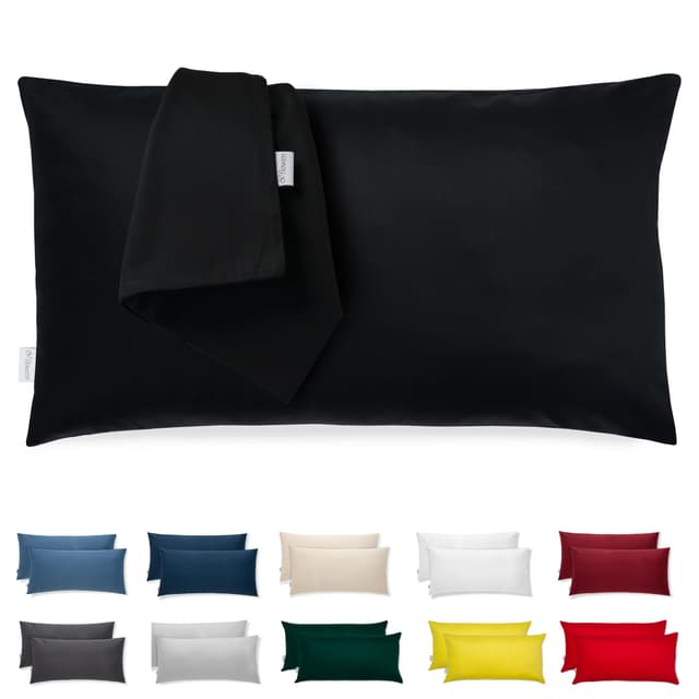 Flowen Kissenbezug 40x80 Mikrofaser Premium 2er Set Schwarz 🛋️