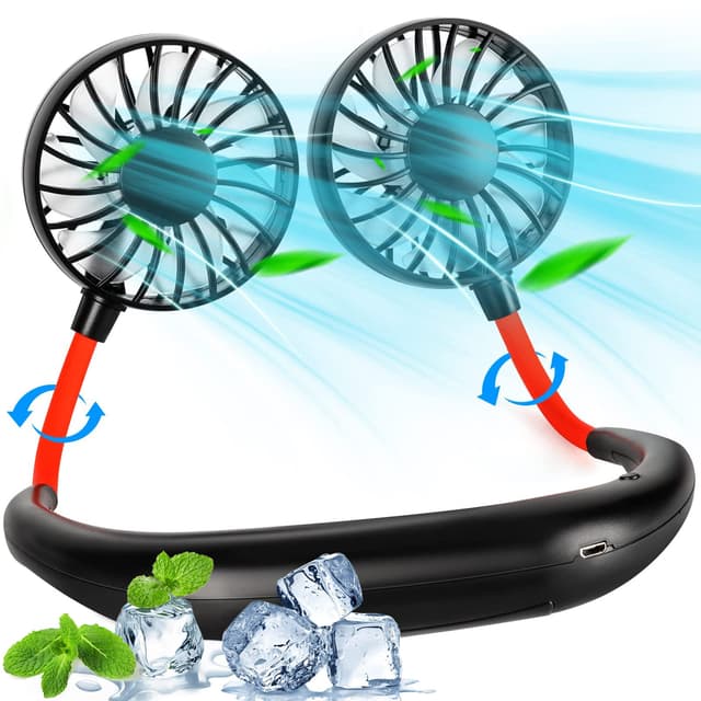 🌀Tragbarer Nackenventilator: Leise, Tragbar, 3 Geschwindigkeiten - Sommer Gadget Black+Red