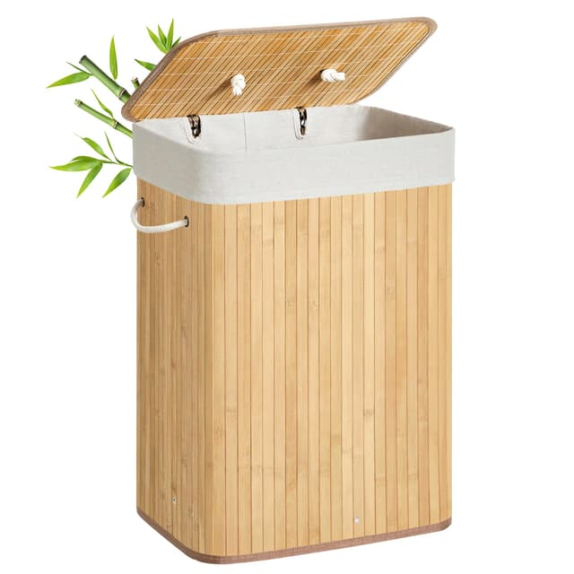 🧺🌿 SONGMICS Wäschekorb mit Deckel, 72 Liter, Bambus, faltbar - Deal 19.99€