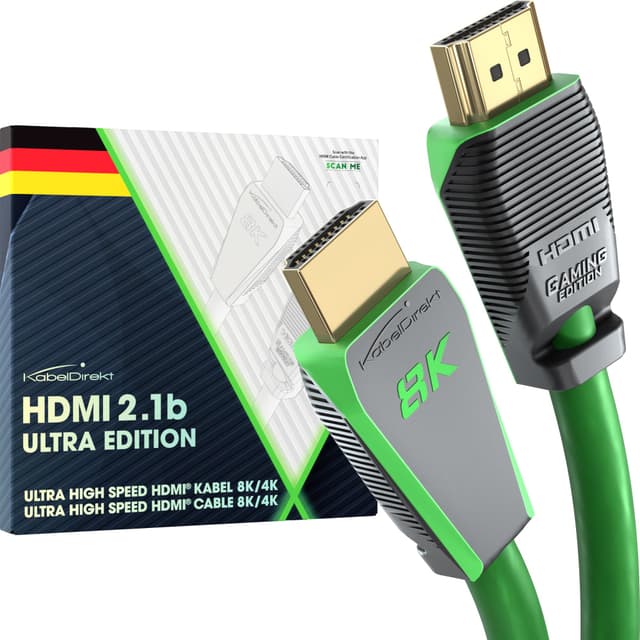 🔥 KabelDirekt – 10K & 8K HDMI Kabel, HDMI 2.1b, zertifizierte Ultra Edition für maximale Performance – 3 m (48G, Ultra High Speed HDMI 2.1, 8K@60Hz/4K@144Hz, Gaming PC/PS5/Xbox, HDMI-zertifiziert, grün) 3m Grün 🔥