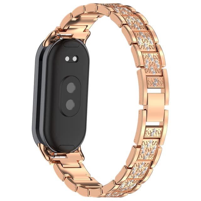 🌟 PINHEN Armband Kompatibel mit Xiaomi Smart Band 8/9,Metall Einstellbare gewebte Ersatz Bands Smartwatch Armband Zubehör für Mi Band 10/9/8 NFC Frauen Männer(Rose Gold) 🌟