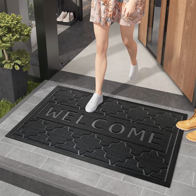 🌟🏡 Color G Willkommen Fußmatte Außen 60x120cm Schwarz Grau 🌟🏡