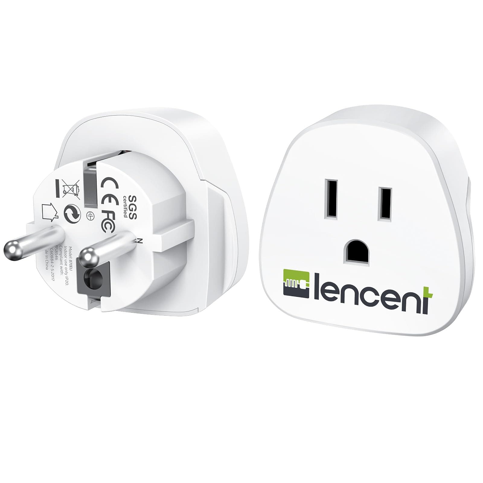 LENCENT 2X Reiseadapter Netzadapter USA auf EU DE Steckdose Steckdoseadapter Schuko ⚡️🔌