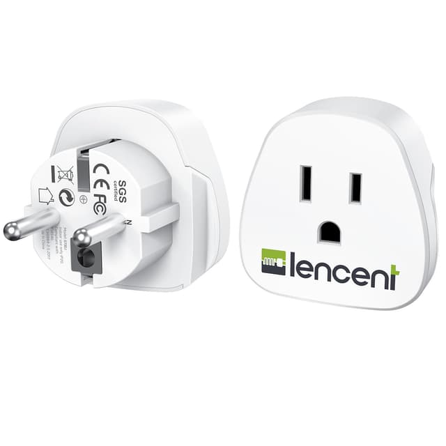 LENCENT 2X Reiseadapter Netzadapter USA auf EU DE Steckdose Steckdoseadapter Schuko ⚡️🔌