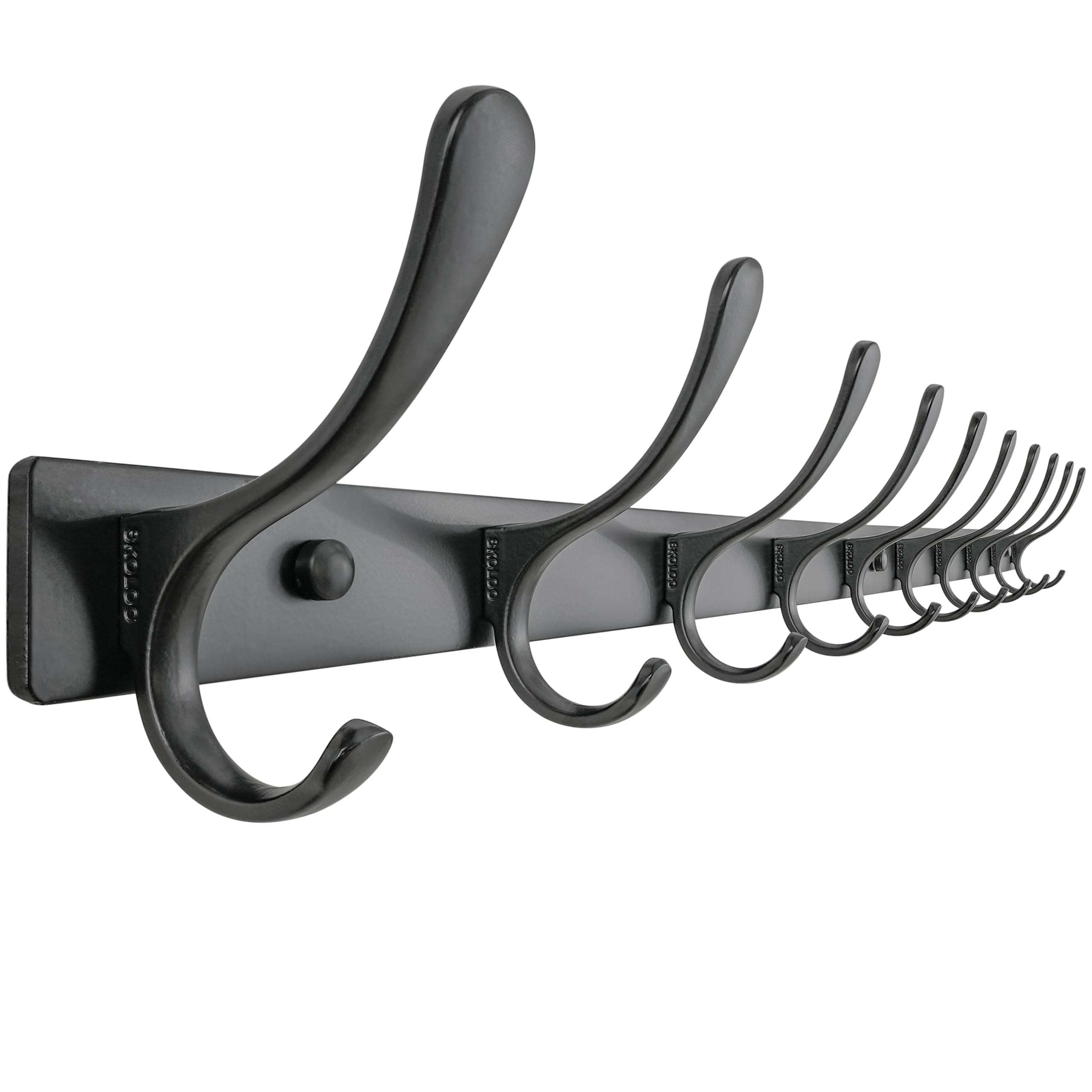 SKOLOO Kleiderhaken Wand - 10 Haken, Garderobenleiste Edelstahl, Garderobenhaken Schwere, Metall Hakenleiste