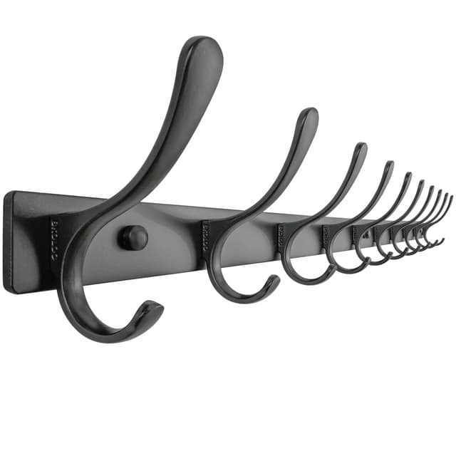 SKOLOO Kleiderhaken Wand - 10 Haken, Garderobenleiste Edelstahl, Garderobenhaken Schwere, Metall Hakenleiste