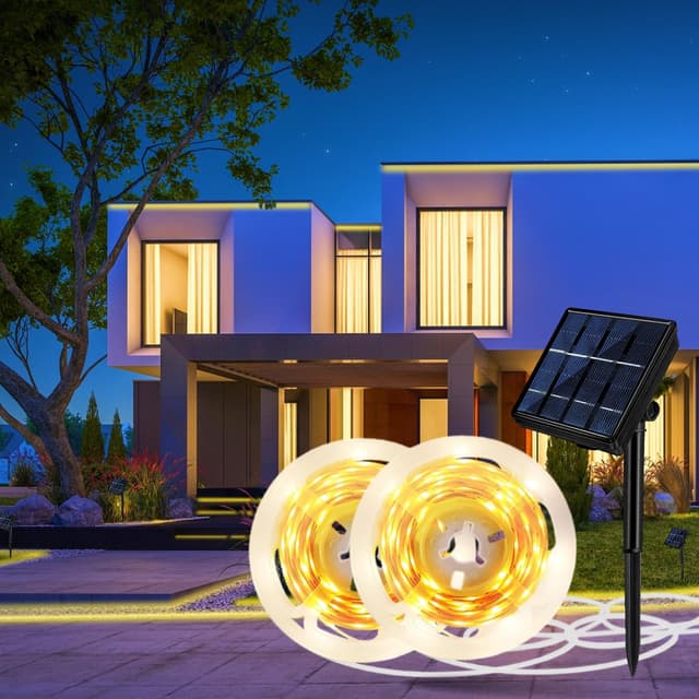 Aitesuo Solar LED Strip 10m, 2x5m Warmweiß 2700K Solarbetriebene LED Streifen Außen 🌞💡🏡