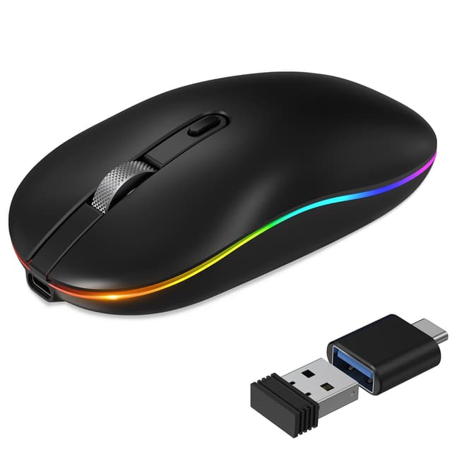🖱 RaceGT Maus Kabellos Aufladbar | LED Funkmaus USB & Typ-C | Silent | 3 DPI Level