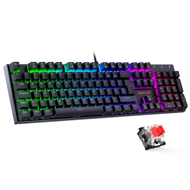 Redragon Mechanische Gaming Tastatur mit RGB-Hintergrundbeleuchtung und Rote Schalter