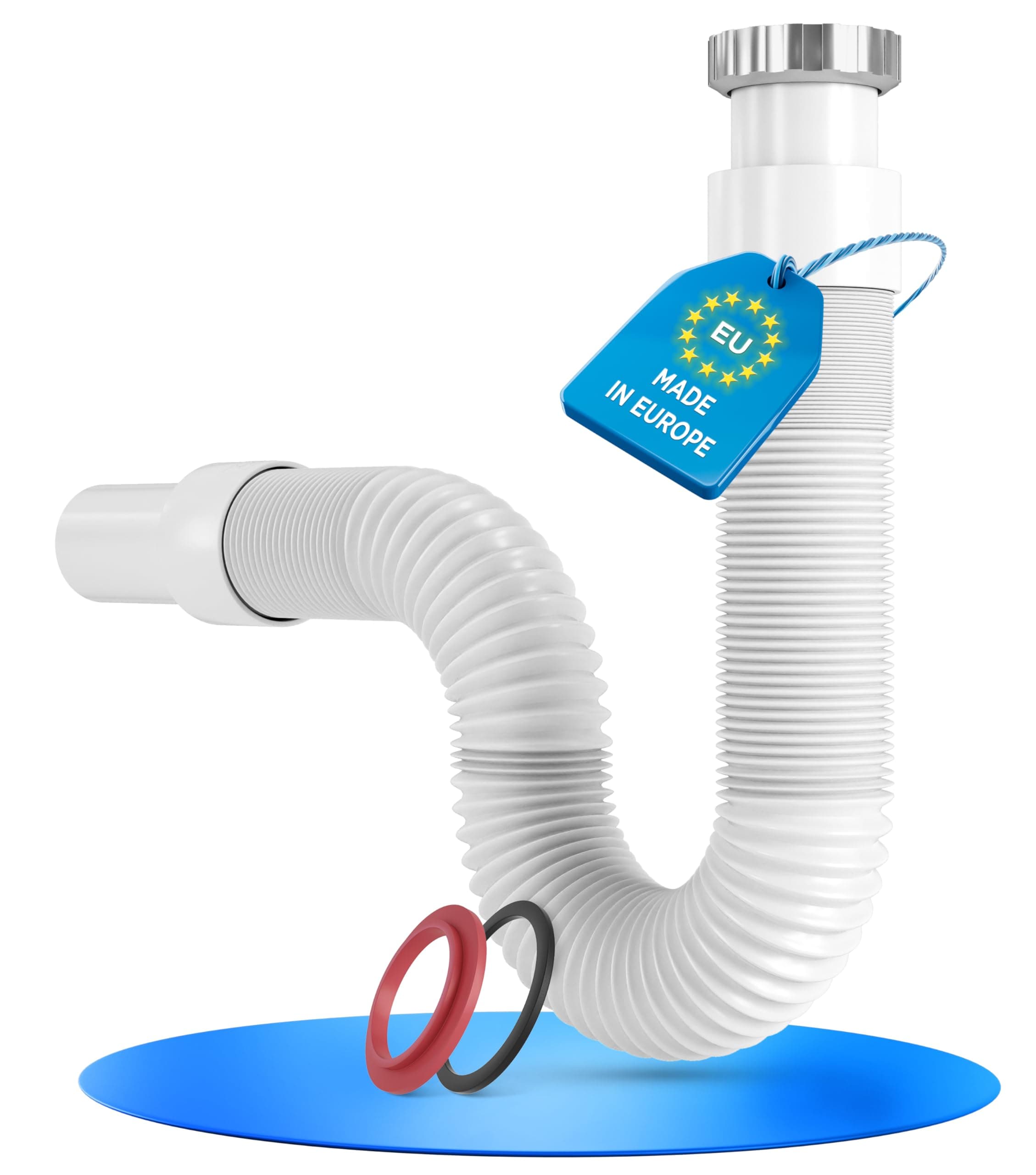 LOBENSWERK Siphon Waschbecken mit Aluminium Mutter - 100% Wasserdicht 1 1/4" (Bad) 🚿