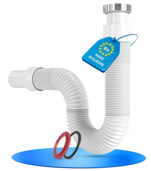 LOBENSWERK Siphon Waschbecken mit Aluminium Mutter - 100% Wasserdicht 1 1/4" (Bad) 🚿