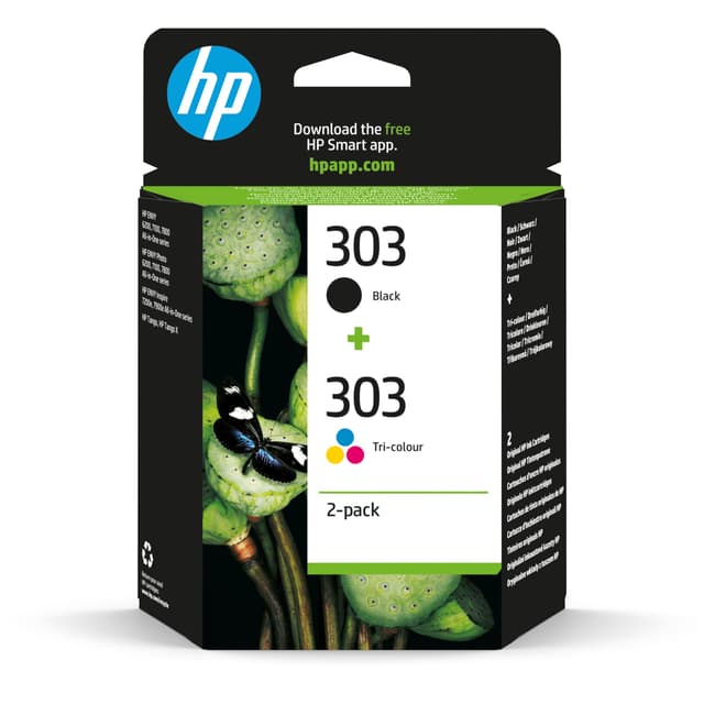🖨️ HP 303 (3YM92AE) Original Druckerpatronen 2 Count (Pack of 1) für HP ENVY 6200, 7100, 7134, 7220e, 7221e, 7224e, 7800, 7900e Tango Printer