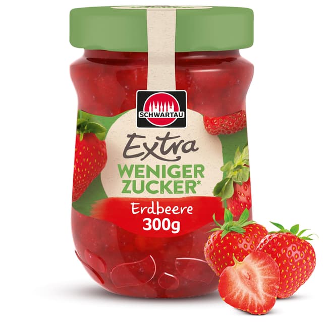 🍓 Schwartau Extra Weniger Zucker Erdbeere 300g - 30% weniger Zucker!