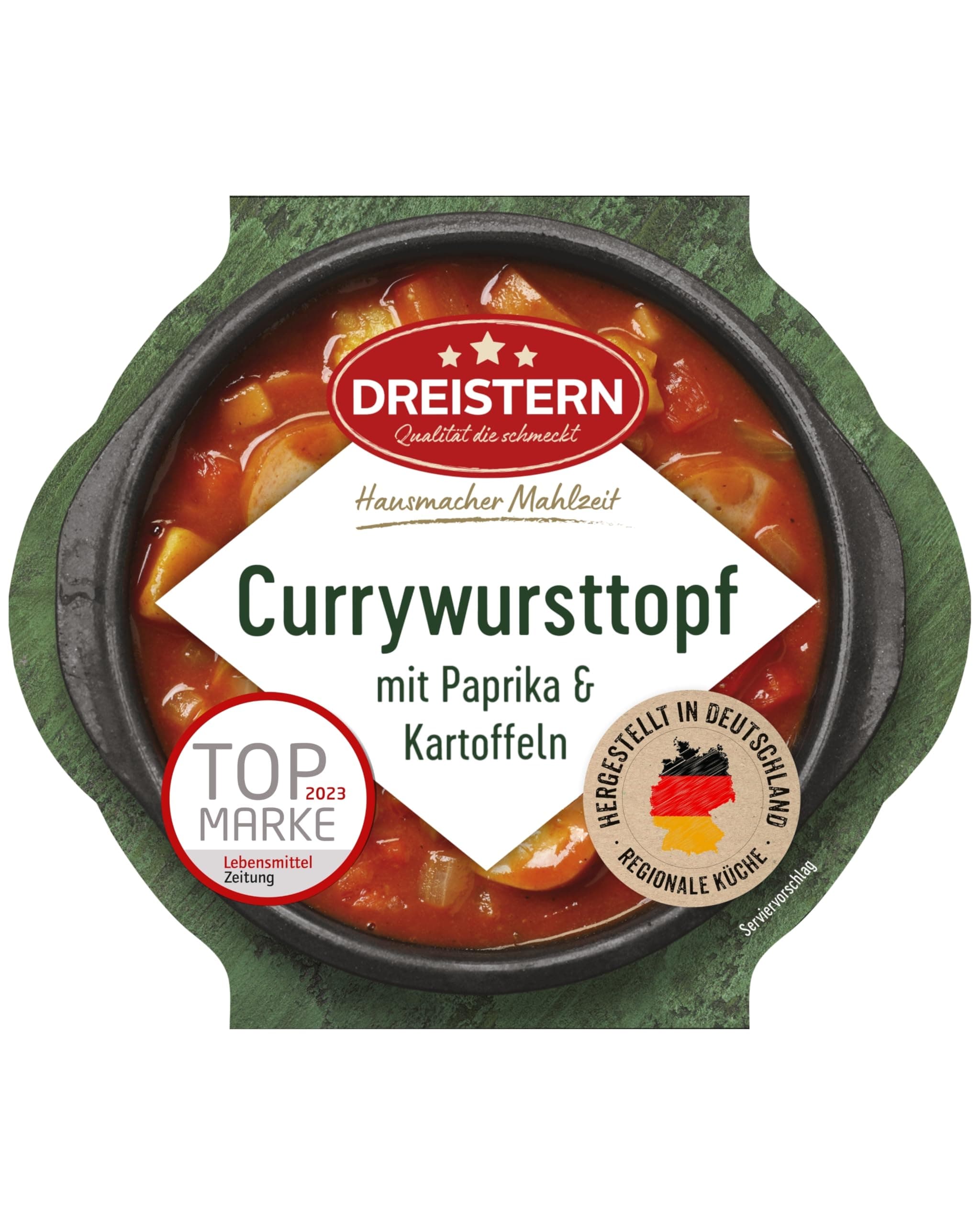 🌭🥔 DREISTERN Currywursttopf 400g | Mit Paprika & Kartoffeln | Herzhaftes Fertiggericht