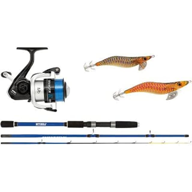 🦑 Mitchell Riptide R Squid Tintenfisch Ruten und Rollen Combo Set, Blau/Weiß, 30 - Sonderangebot!