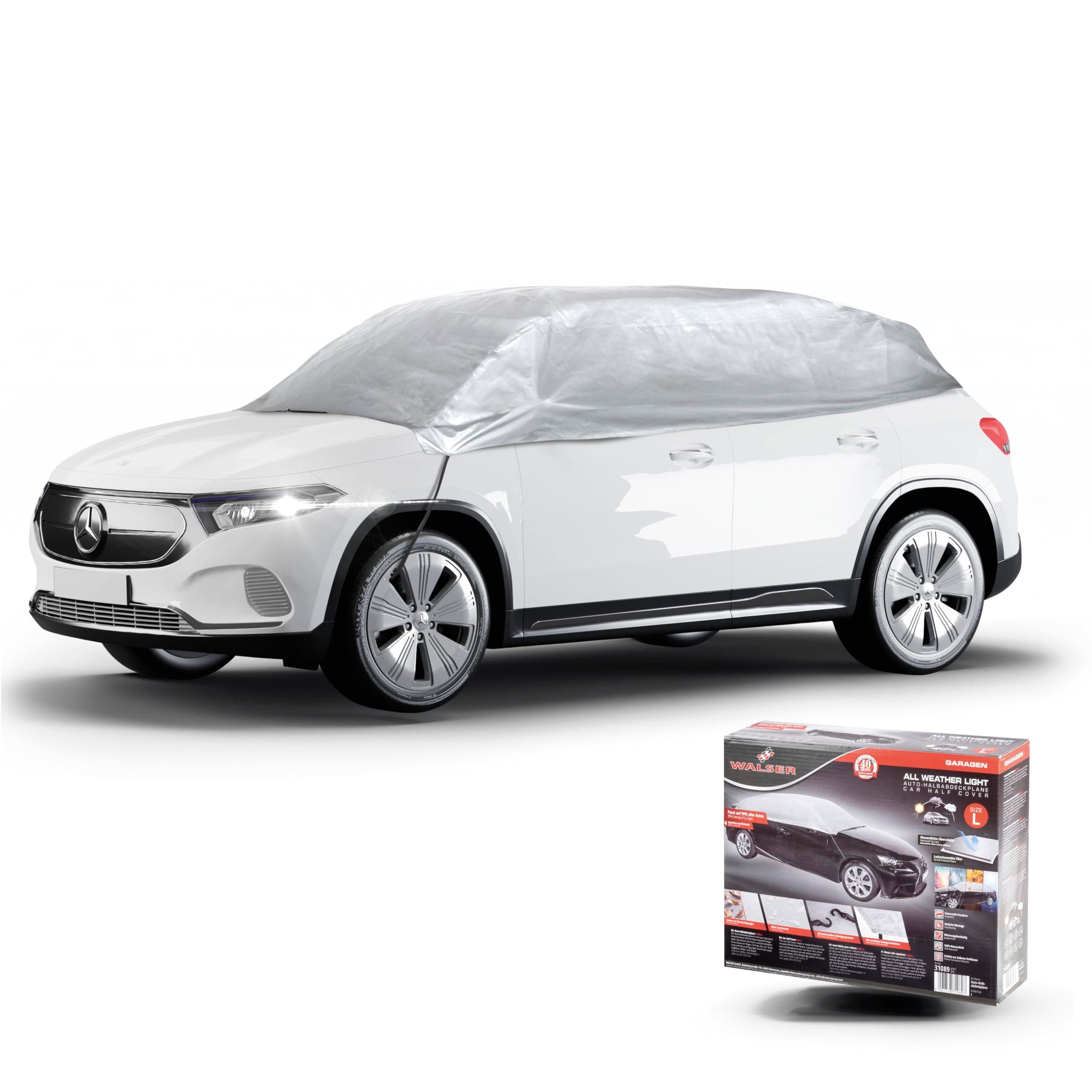 🚗 WALSER Autoabdeckung All Weather Light Halbgarage Größe L hellgrau - Angebot
