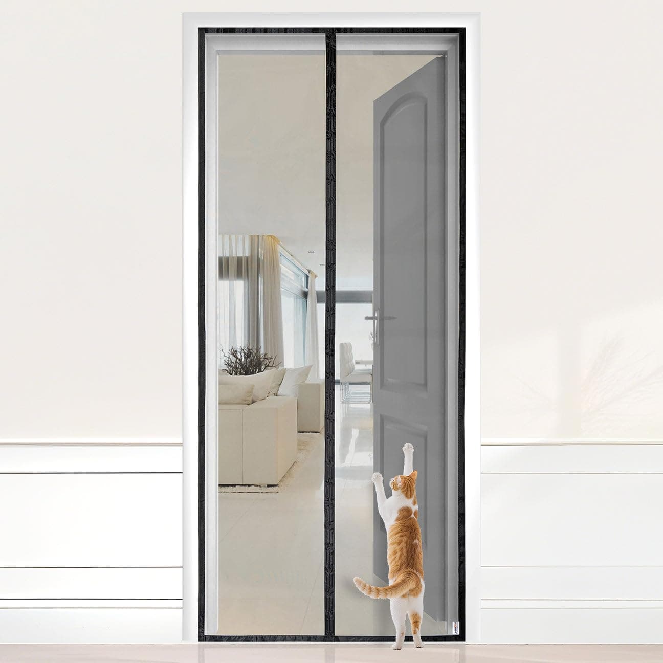 🚪🪲 HOOMEE LightView Fliegengitter Tür für Balkontüren 90x210cm Schwarz 🪲🚪