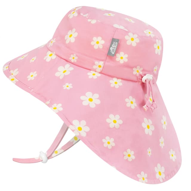 🌞 Jan & Jul Mädchen 'Grow-with-Me' Baumwoll-Xplorer-Sonnenhut mit großer Krempe 2-5 Jahre Pink Daisy 🌼