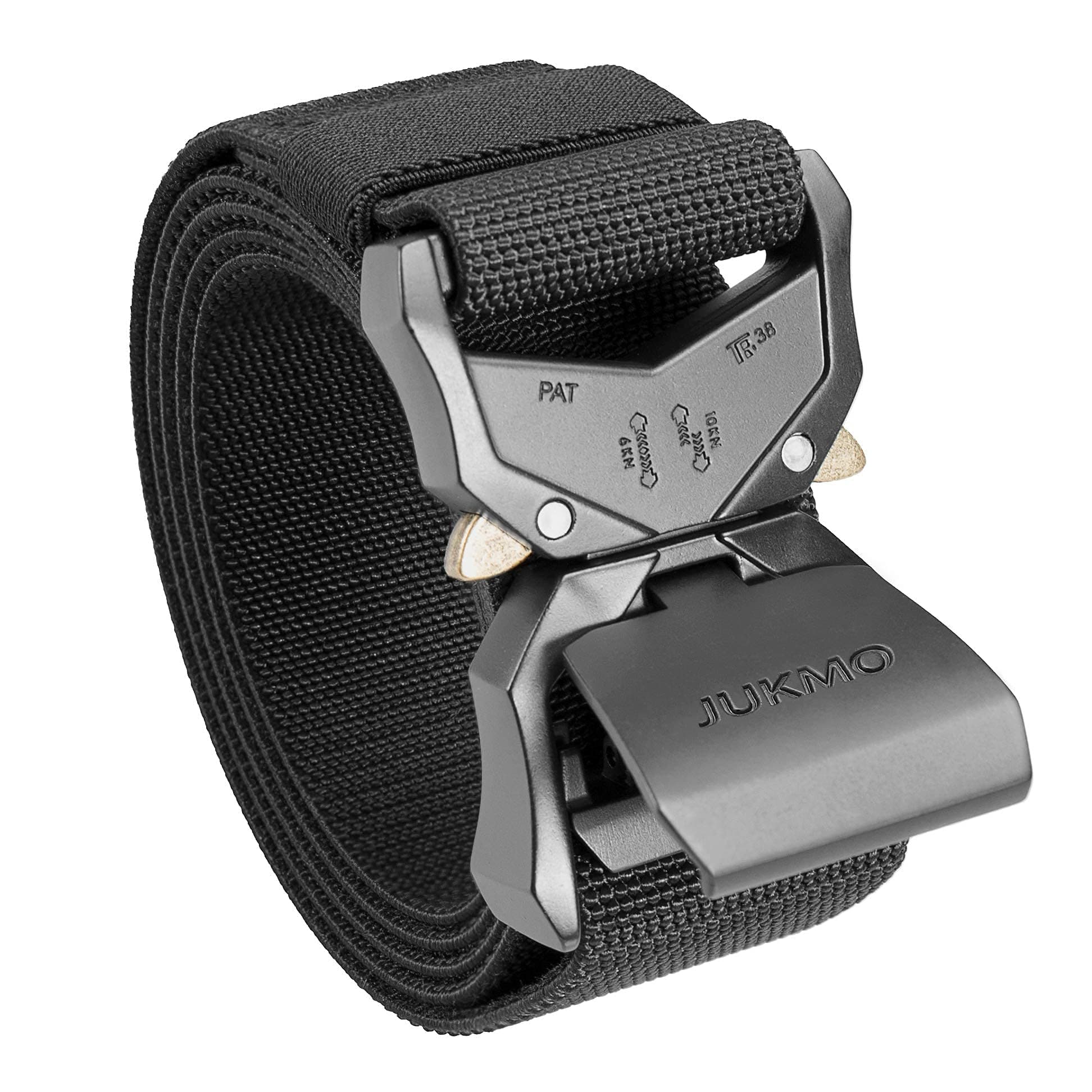 🎁 JUKMO Taktischer Gürtel, Militär Wandern 3,8cm Arbeit Gürtel mit Schwere Schnellverschluss Schnalle XL - Schwarz