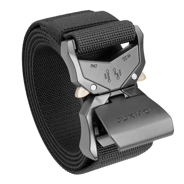 🎁 JUKMO Taktischer Gürtel, Militär Wandern 3,8cm Arbeit Gürtel mit Schwere Schnellverschluss Schnalle XL - Schwarz