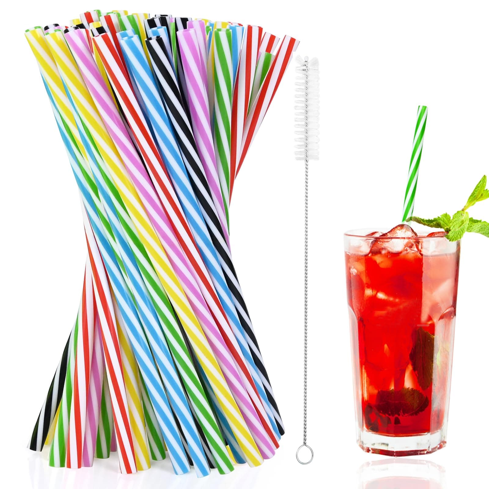 🌈 60 Stück Wiederverwendbare Strohhalme Set 🥤