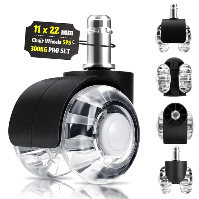 LUZOON Bürostuhl Rollen 5er Set - Hochwertige 11x22mm Rollen für Bürostühle 🔧🛠️