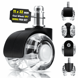 LUZOON Bürostuhl Rollen 5er Set - Hochwertige 11x22mm Rollen für Bürostühle 🔧🛠️ Angebot bei HelloDeals