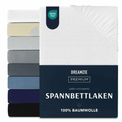 🌟 Dreamzie Premium Spannbettlaken 160x200 cm - Luxuriöser Komfort aus 100% Jersey Baumwolle 🌙 Angebot bei HelloDeals