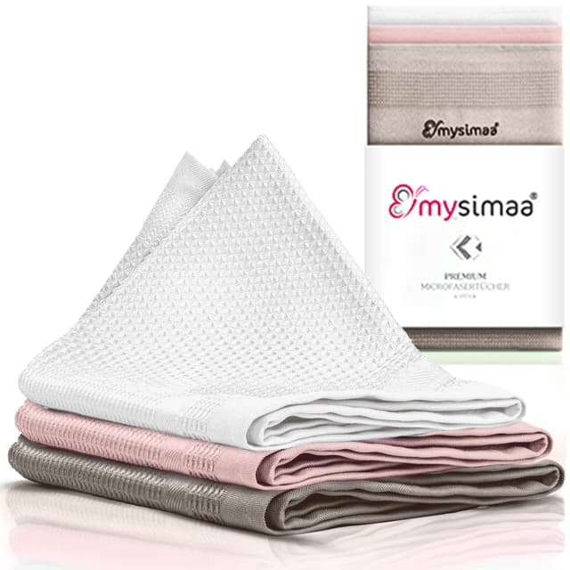mysimaa Mikrofasertücher 40x40 - Fenstertuch Streifenfrei, Autopflege, Putzlappen Küche