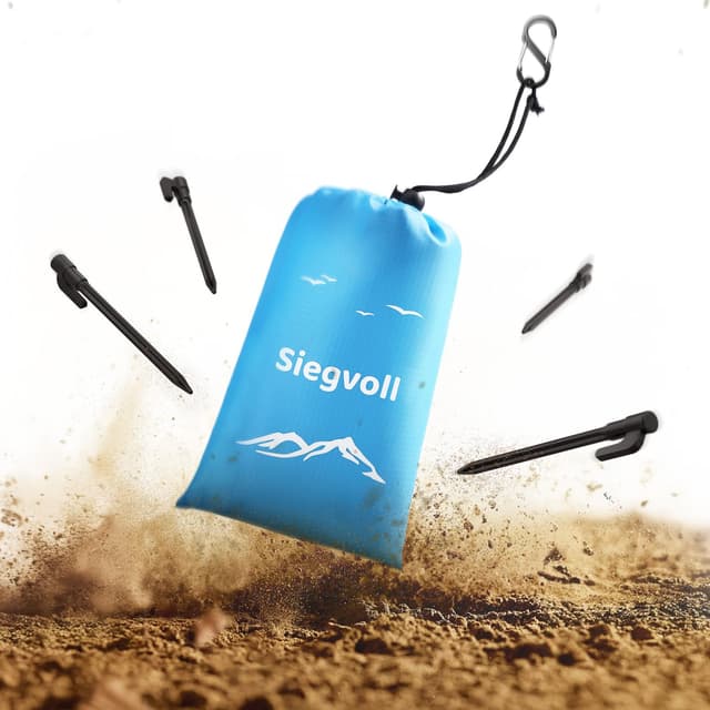 Siegvoll Stranddecke sandfrei 210 x 200 cm | Ultraleicht | Outdoor Picknickdecke 🏖️🌊