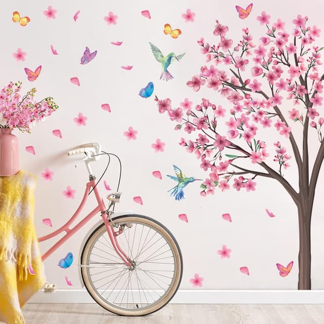 🌸 HPNIUB Wandtattoos Rosa Blumen Wandaufkleber 🌿🕊️